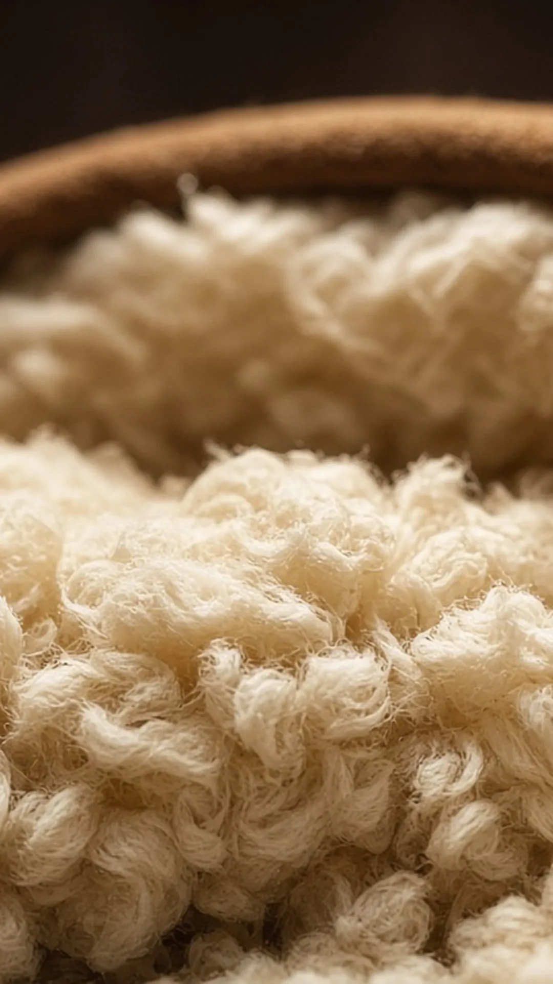 Close up of sheepskin lining pile